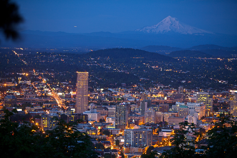 Evening in downtown Portland